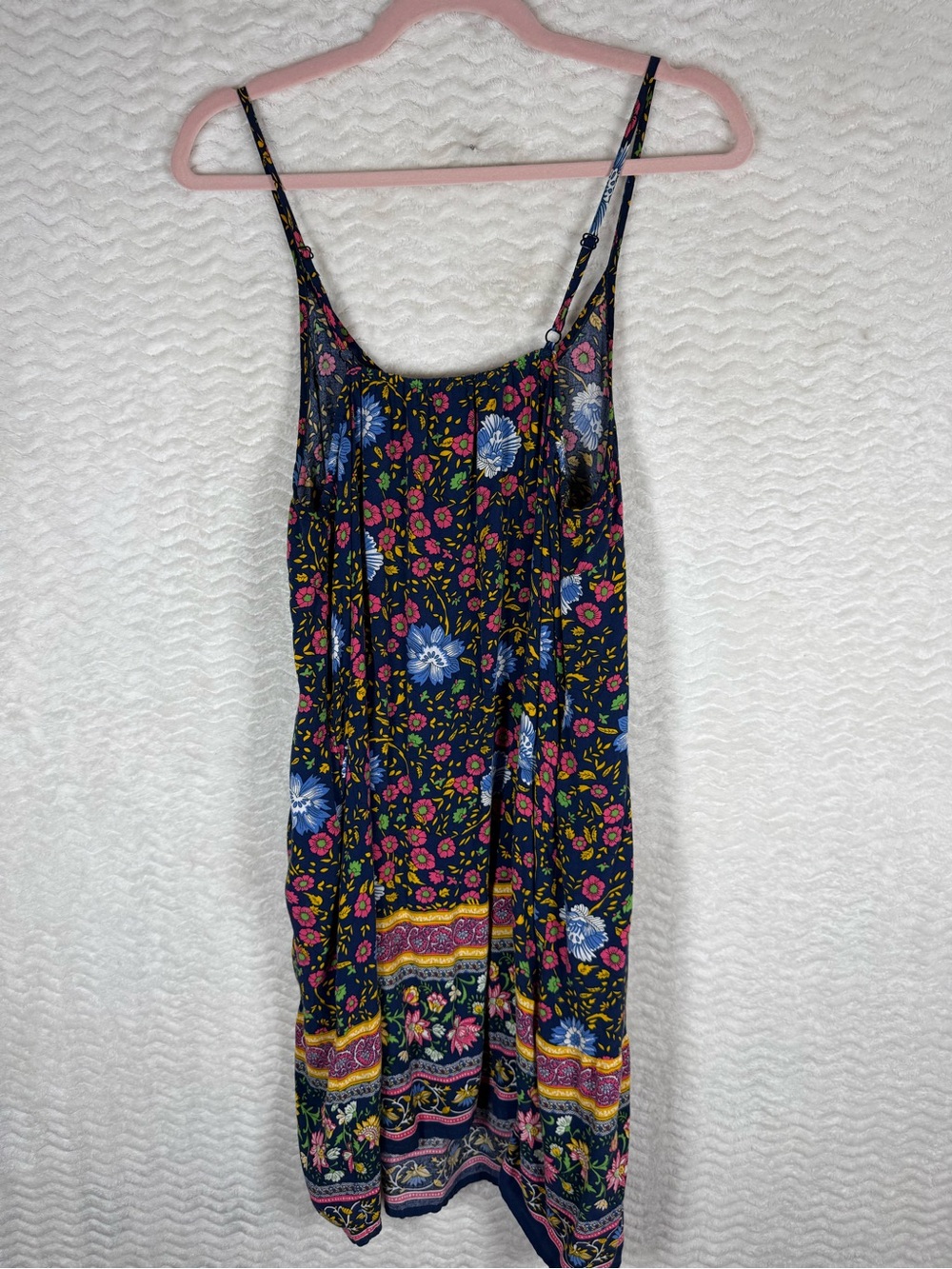 Qearal Navy beautiful boho Floral Spaghetti-Strap Slip Dress